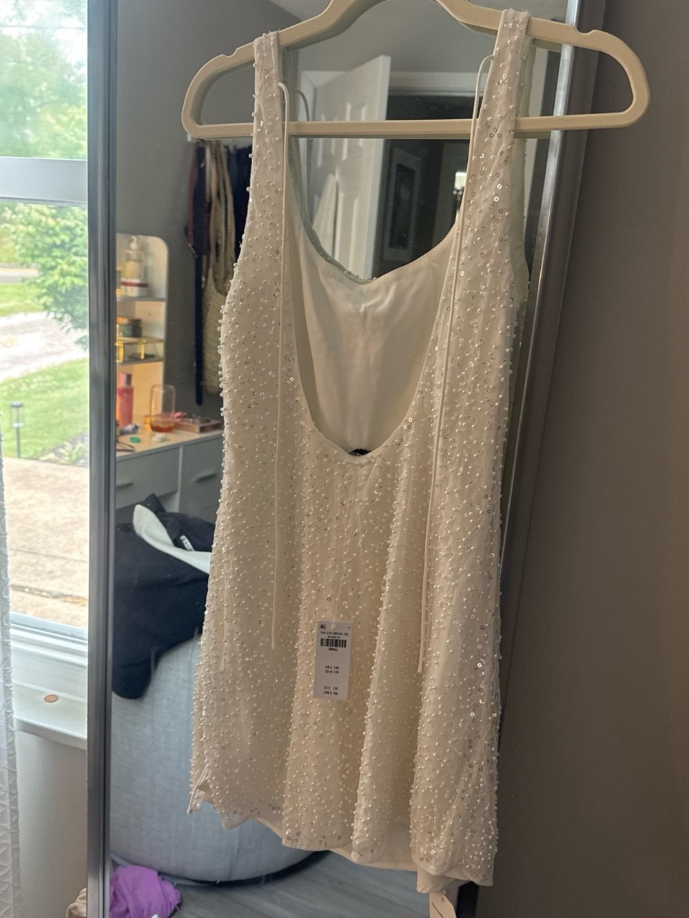 Abercrombie & Fitch Ivory Beaded Tank Dress